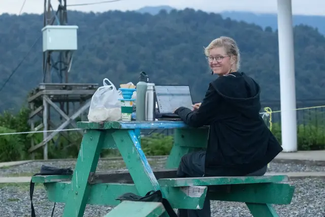 Behind-the-scenes photo from the 2025 Batumi Raptor Count autumn season