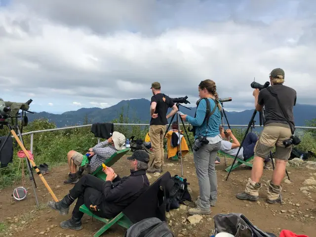Behind-the-scenes photo from the 2018 Batumi Raptor Count autumn season