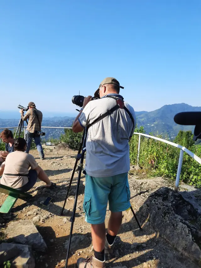 Behind-the-scenes photo from the 2021 Batumi Raptor Count autumn season