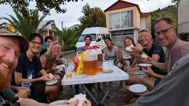 Behind-the-scenes photo from the 2024 Batumi Raptor Count autumn season