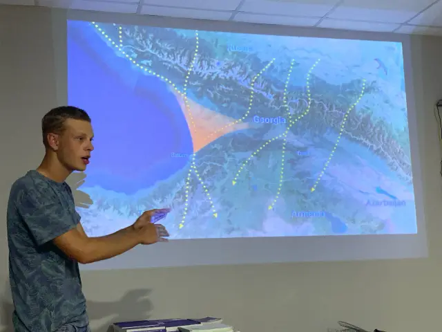 Behind-the-scenes photo from the 2019 Batumi Raptor Count autumn season