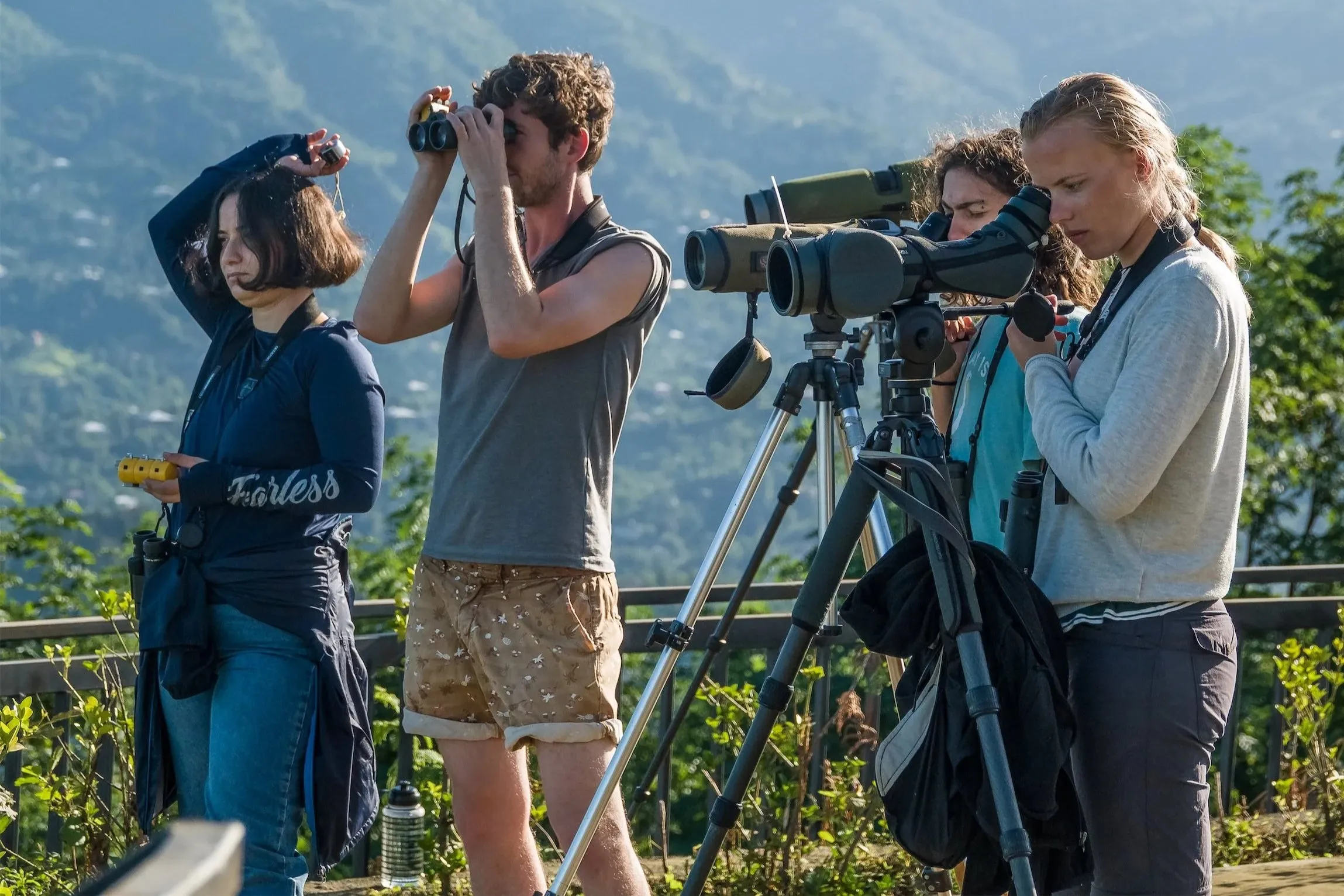 Counters clicking their clickers, scanning the skies through binoculars, identifying species by scope and registering the birds in the tablet